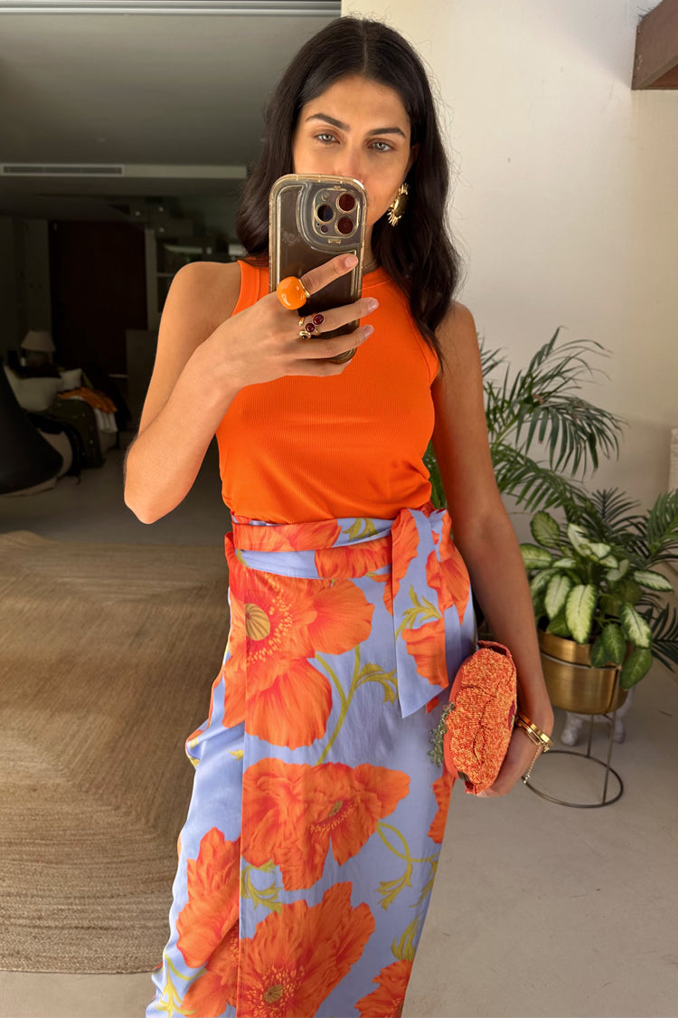 Blue Poppy Wrap Skirt - Lightweight & Adjustable Tie | Jaspre Style