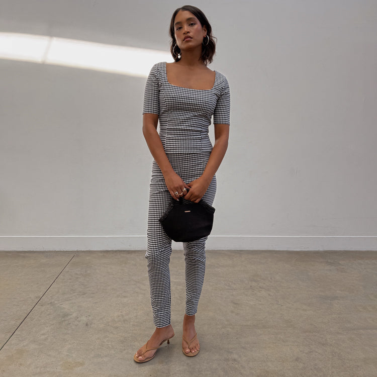 Gingham Square Neck Top with Corset Darts | SS25 Must-Have