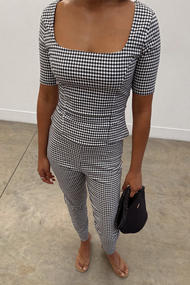 Gingham Square Neck Top with Corset Darts | SS25 Must-Have