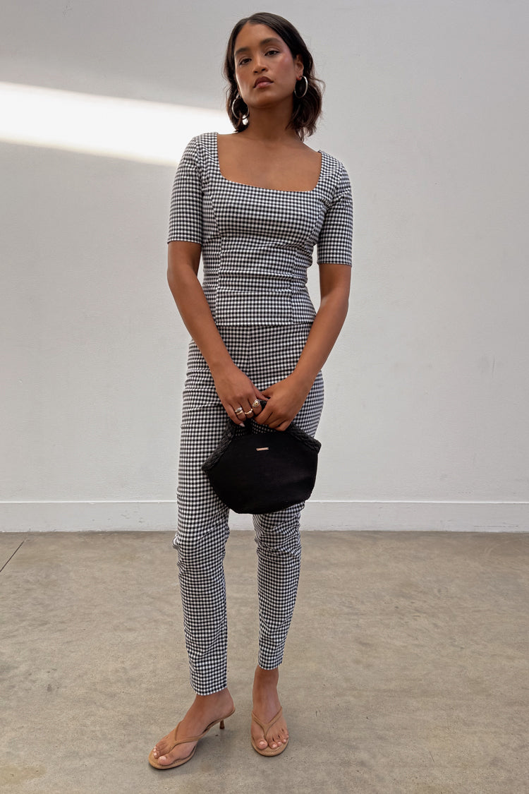 Gingham Square Neck Top with Corset Darts | SS25 Must-Have