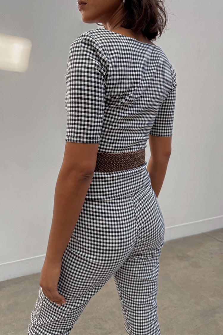 Gingham Square Neck Top with Corset Darts | SS25 Must-Have