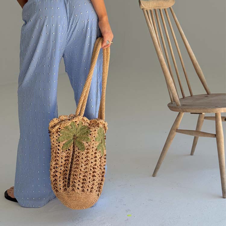 Handmade Crochet Palm Bag for Beach & Summer | 100% Paper Cord